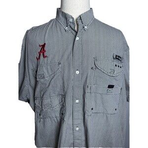 University of Alabama Columbia PFG Super Bonehead Houndstooth Shirt XL Sh Sleeve